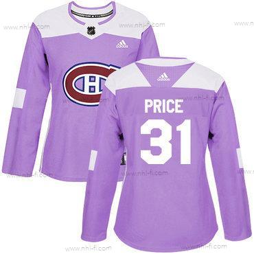 Adidas Montreal Canadiens #31 Carey Price Violetti Aito Taistelee syöpää vastaan Ommeltu NHL Paita – Naisten