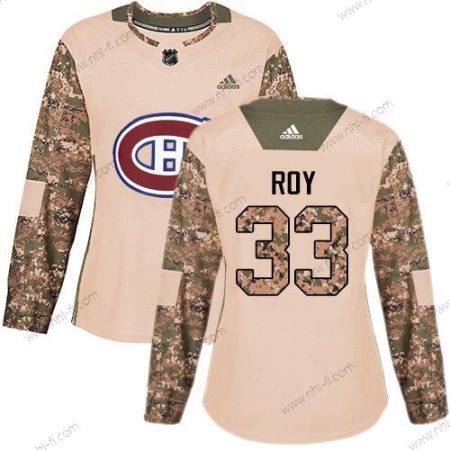 Adidas Montreal Canadiens #33 Patrick Roy Maastokuvio Aito 2017 Veterans Day Ommeltu NHL Paita – Naisten