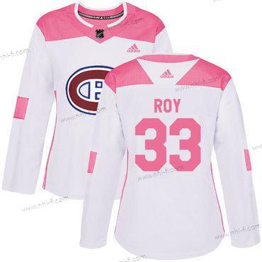 Adidas Montreal Canadiens #33 Patrick Roy Valkoinen Pinkki Aito Ommeltu NHL Paita – Naisten