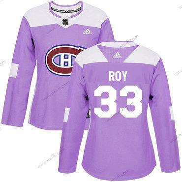 Adidas Montreal Canadiens #33 Patrick Roy Violetti Aito Taistelee syöpää vastaan Ommeltu NHL Paita – Naisten