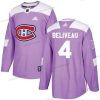 Adidas Montreal Canadiens #4 Jean Beliveau Violetti Aito Taistelee syöpää vastaan Ommeltu NHL Paita – Miesten