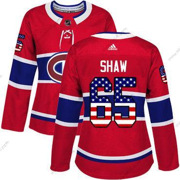 Adidas Montreal Canadiens #65 Andrew Shaw Punainen Kotiottelu Aito USA Flag Ommeltu NHL Paita – Naisten