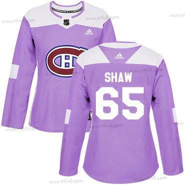 Adidas Montreal Canadiens #65 Andrew Shaw Violetti Aito Taistelee syöpää vastaan Ommeltu NHL Paita – Naisten