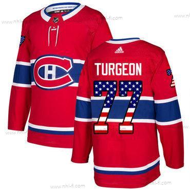 Adidas Montreal Canadiens #77 Pierre Turgeon Punainen Kotiottelu Aito USA Flag Ommeltu NHL Paita – Miesten