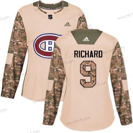 Adidas Montreal Canadiens #9 Maurice Richard Maastokuvio Aito 2017 Veterans Day Ommeltu NHL Paita – Naisten