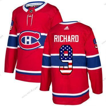 Adidas Montreal Canadiens #9 Maurice Richard Punainen Kotiottelu Aito USA Flag Ommeltu NHL Paita – Miesten