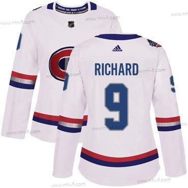 Adidas Montreal Canadiens #9 Maurice Richard Valkoinen Aito 1917-2017 100th Klassinen Ommeltu NHL Paita – Naisten