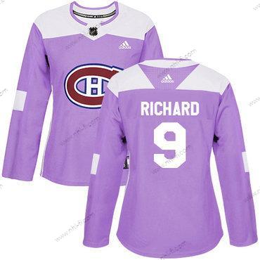 Adidas Montreal Canadiens #9 Maurice Richard Violetti Aito Taistelee syöpää vastaan Ommeltu NHL Paita – Naisten