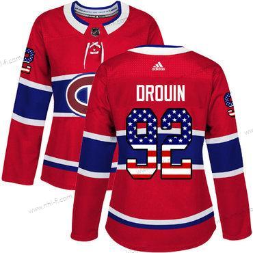 Adidas Montreal Canadiens #92 Jonathan Drouin Punainen Kotiottelu Aito USA Flag Ommeltu NHL Paita – Naisten