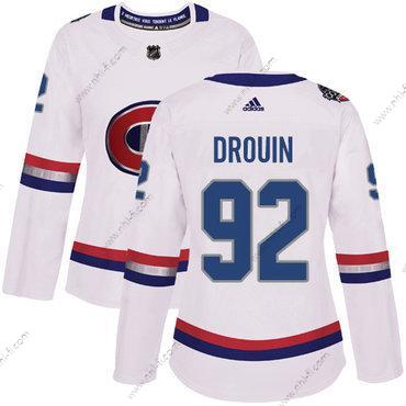 Adidas Montreal Canadiens #92 Jonathan Drouin Valkoinen Aito 1917-2017 100th Klassinen Ommeltu NHL Paita – Naisten