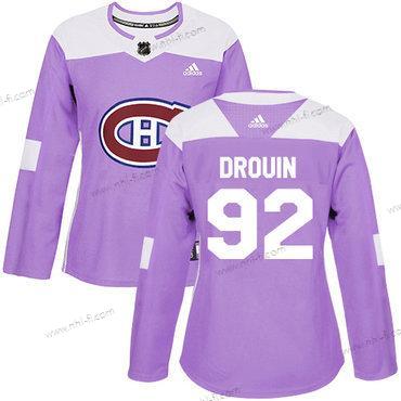 Adidas Montreal Canadiens #92 Jonathan Drouin Violetti Aito Taistelee syöpää vastaan Ommeltu NHL Paita – Naisten