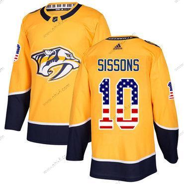 Adidas Nashville Predators #10 Colton Sissons Keltainen Kotiottelu Aito USA Flag Ommeltu NHL Paita – Miesten