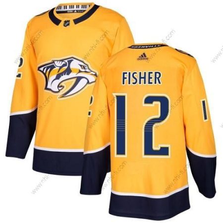 Adidas Nashville Predators #12 Mike Fisher Keltainen Kotiottelu Aito Ommeltu NHL Paita – Miesten