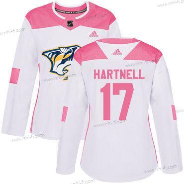 Adidas Nashville Predators #17 Scott Hartnell Valkoinen Pinkki Aito Ommeltu NHL Paita – Naisten