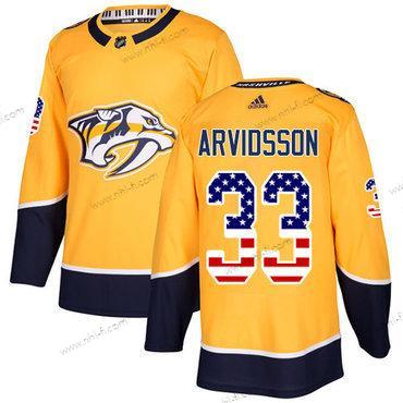 Adidas Nashville Predators #33 Viktor Arvidsson Keltainen Kotiottelu Aito USA Flag Ommeltu NHL Paita – Miesten