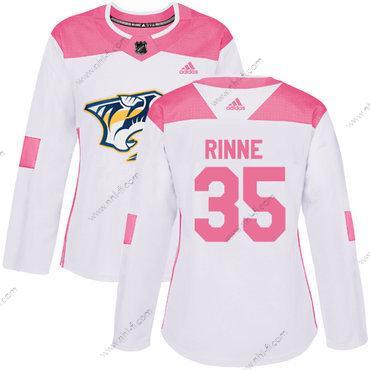 Adidas Nashville Predators #35 Pekka Rinne Valkoinen Pinkki Aito Ommeltu NHL Paita – Naisten