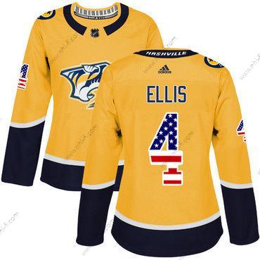 Adidas Nashville Predators #4 Ryan Ellis Keltainen Kotiottelu Aito USA Flag Ommeltu NHL Paita – Naisten