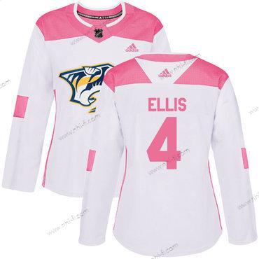 Adidas Nashville Predators #4 Ryan Ellis Valkoinen Pinkki Aito Ommeltu NHL Paita – Naisten