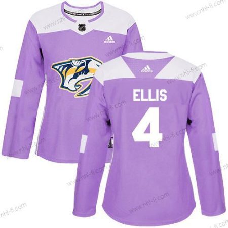 Adidas Nashville Predators #4 Ryan Ellis Violetti Aito Taistelee syöpää vastaan Ommeltu NHL Paita – Naisten