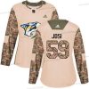 Adidas Nashville Predators #59 Roman Josi Maastokuvio Aito 2017 Veterans Day Ommeltu NHL Paita – Naisten