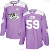 Adidas Nashville Predators #59 Roman Josi Violetti Aito Taistelee syöpää vastaan Ommeltu NHL Paita – Miesten