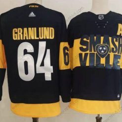 Adidas Nashville Predators #64 Mikael Granlund Musta 2022 Stadium Series Ommeltu NHL Paita – Miesten