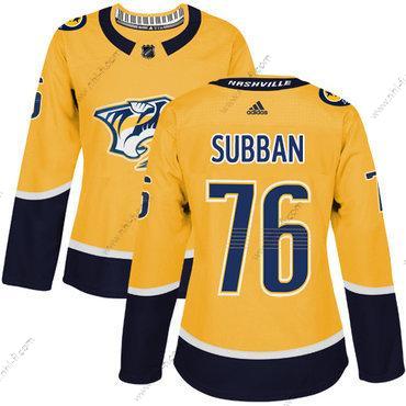 Adidas Nashville Predators #76 P.K Subban Keltainen Kotiottelu Aito Ommeltu NHL Paita – Naisten