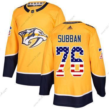 Adidas Nashville Predators #76 P.K Subban Keltainen Kotiottelu Aito USA Flag Ommeltu NHL Paita – Miesten