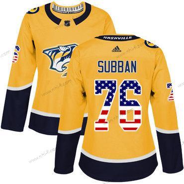 Adidas Nashville Predators #76 P.K Subban Keltainen Kotiottelu Aito USA Flag Ommeltu NHL Paita – Naisten