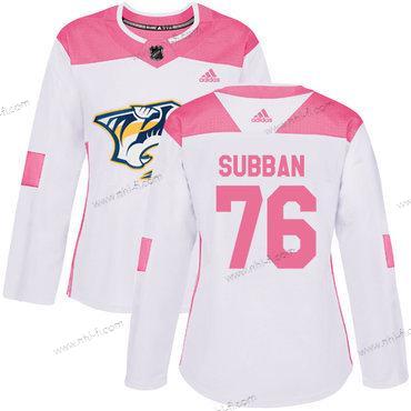 Adidas Nashville Predators #76 P.K Subban Valkoinen Pinkki Aito Ommeltu NHL Paita – Naisten