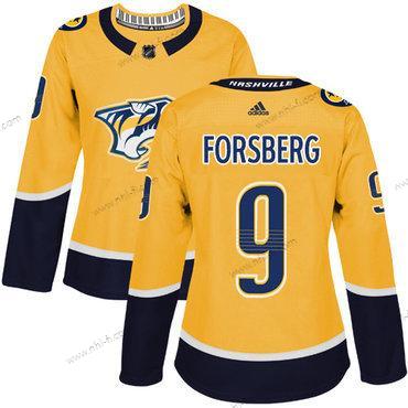 Adidas Nashville Predators #9 Filip Forsberg Keltainen Kotiottelu Aito Ommeltu NHL Paita – Naisten