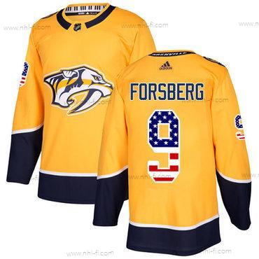 Adidas Nashville Predators #9 Filip Forsberg Keltainen Kotiottelu Aito USA Flag Ommeltu NHL Paita – Miesten