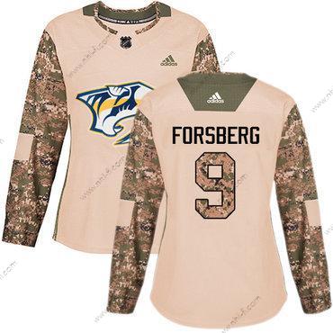 Adidas Nashville Predators #9 Filip Forsberg Maastokuvio Aito 2017 Veterans Day Ommeltu NHL Paita – Naisten