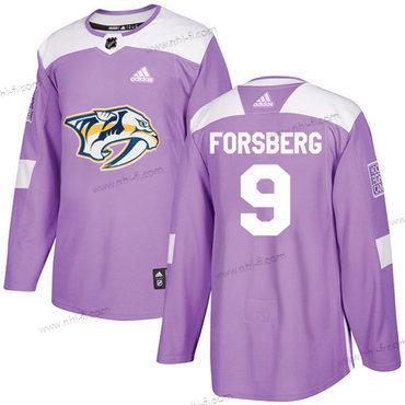 Adidas Nashville Predators #9 Filip Forsberg Violetti Aito Taistelee syöpää vastaan Ommeltu NHL Paita – Miesten