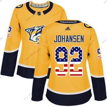 Adidas Nashville Predators #92 Ryan Johansen Keltainen Kotiottelu Aito USA Flag Ommeltu NHL Paita – Naisten