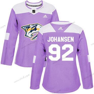 Adidas Nashville Predators #92 Ryan Johansen Violetti Aito Taistelee syöpää vastaan Ommeltu NHL Paita – Naisten