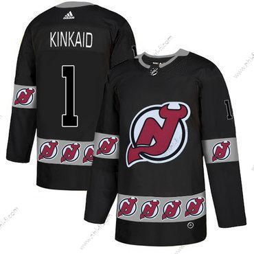 Adidas New Jersey Devils #1 Keith Kinkaid Musta Maajoukkue Logos Paita – Miesten