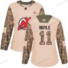 Adidas New Jersey Devils #11 Brian Boyle Maastokuvio Aito 2017 Veterans Day Ommeltu NHL Paita – Naisten