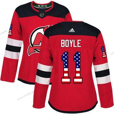 Adidas New Jersey Devils #11 Brian Boyle Punainen Kotiottelu Aito USA Flag Ommeltu NHL Paita – Naisten