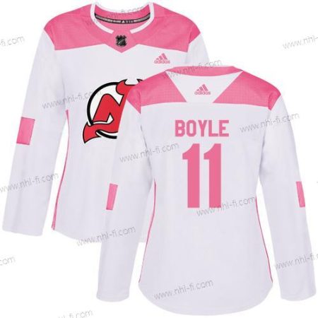 Adidas New Jersey Devils #11 Brian Boyle Valkoinen Pinkki Aito Ommeltu NHL Paita – Naisten