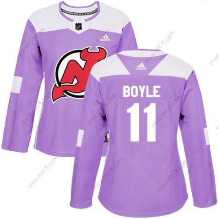 Adidas New Jersey Devils #11 Brian Boyle Violetti Aito Taistelee syöpää vastaan Ommeltu NHL Paita – Naisten