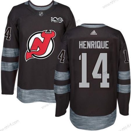 Adidas New Jersey Devils #14 Adam Henrique Musta 1917-2017 100th Vuosipäivä Ommeltu NHL Paita – Miesten