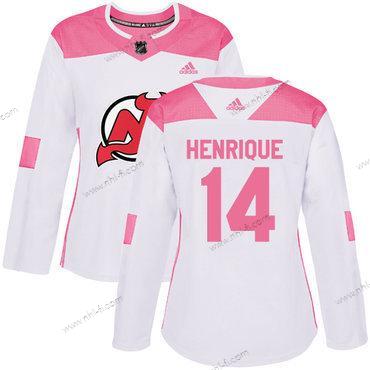 Adidas New Jersey Devils #14 Adam Henrique Valkoinen Pinkki Aito Ommeltu NHL Paita – Naisten