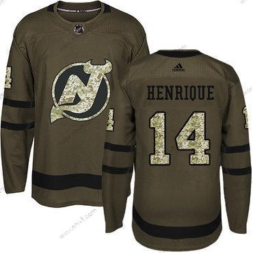 Adidas New Jersey Devils #14 Adam Henrique Vihreä Salute to Service Ommeltu NHL Paita – Miesten