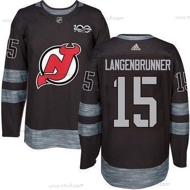 Adidas New Jersey Devils #15 Langenbrunner Musta 1917-2017 100th Vuosipäivä Ommeltu NHL Paita – Miesten