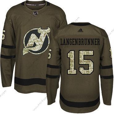 Adidas New Jersey Devils #15 Langenbrunner Vihreä Salute to Service Ommeltu NHL Paita – Miesten