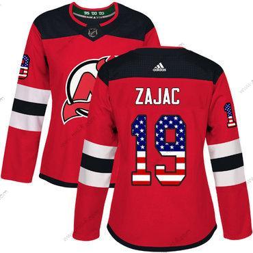 Adidas New Jersey Devils #19 Travis Zajac Punainen Kotiottelu Aito USA Flag Ommeltu NHL Paita – Naisten