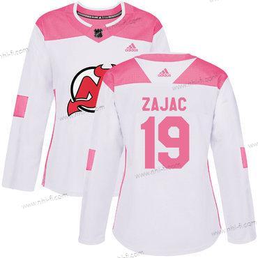 Adidas New Jersey Devils #19 Travis Zajac Valkoinen Pinkki Aito Ommeltu NHL Paita – Naisten