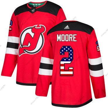 Adidas New Jersey Devils #2 John Moore Punainen Kotiottelu Aito USA Flag Ommeltu NHL Paita – Miesten