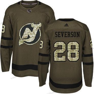 Adidas New Jersey Devils #28 Damon Severson Vihreä Salute to Service Ommeltu NHL Paita – Miesten